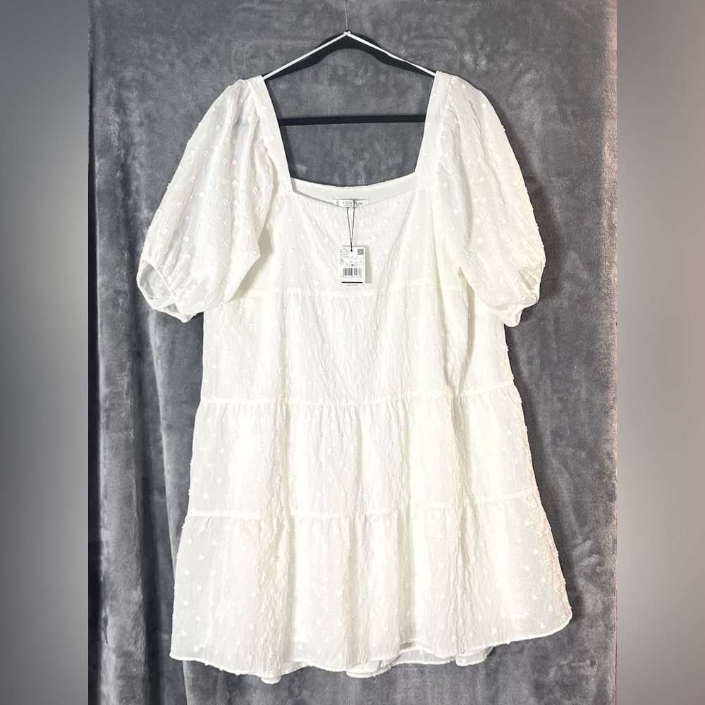 Mango Trendy White A-Line Puff Sleeve Sundress NWT 16W